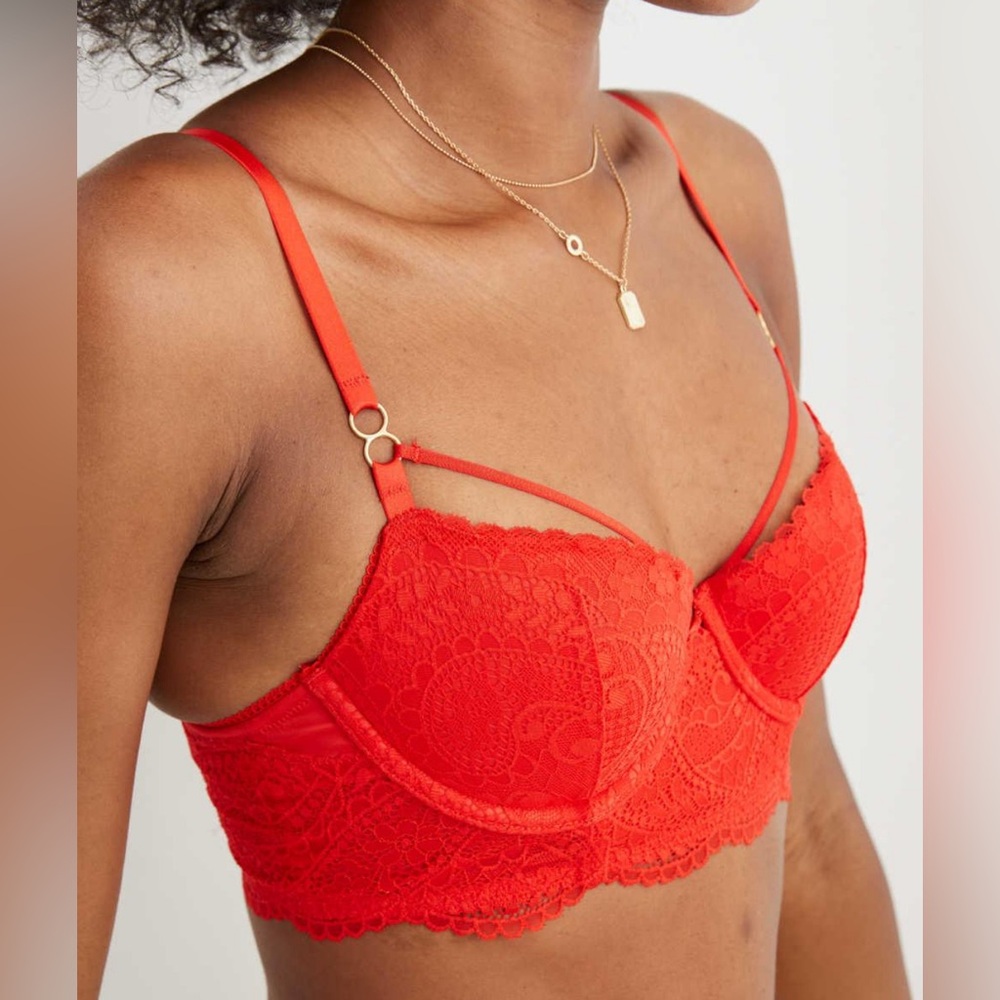 NWT Aerie Real Power Paisley Lace Strappy Balconette Bra 34B